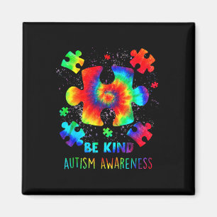Imán Sea Kind Puzzle Pieces Tie Dye Autism Conciencia