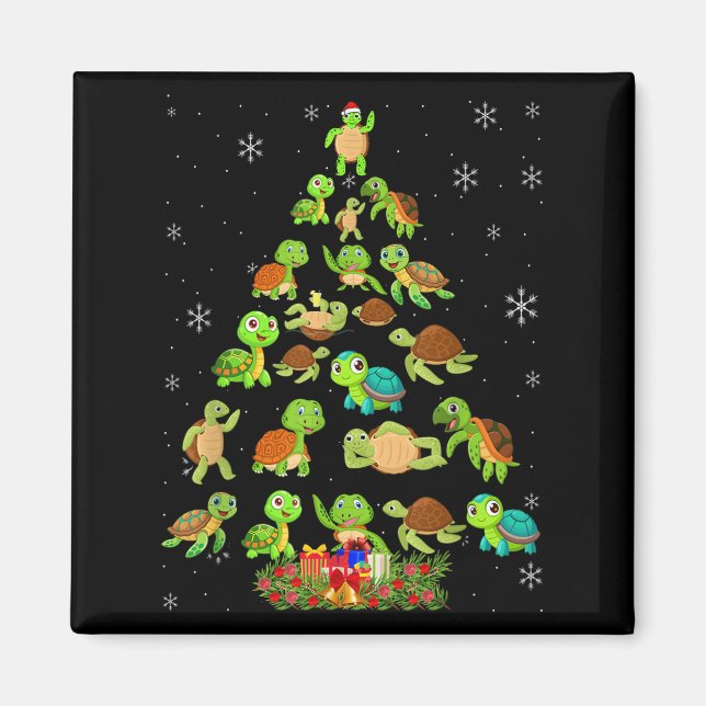 Imán Sea Turtle Christmas Tree Matching Family Xmas Tre (Frente)