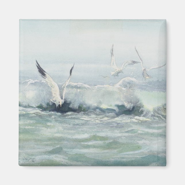Imán SEAGULLS & SURF por SHARON SHARPE (Frente)