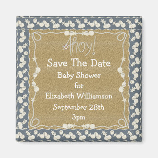 Imán Seashells & Beach Salven La Fecha Baby Shower