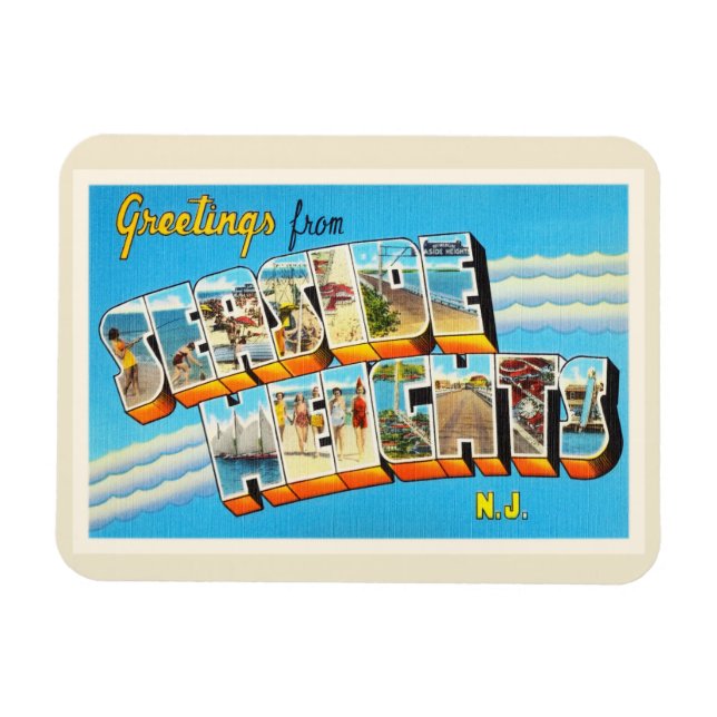 Imán Seaside Heights New Jersey NJ Vintage Postcard- (Horizontal)