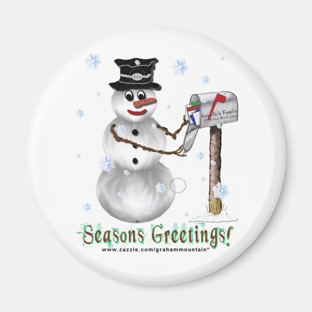 Imán Seasons Greetings Snowman Magnet (Frente)