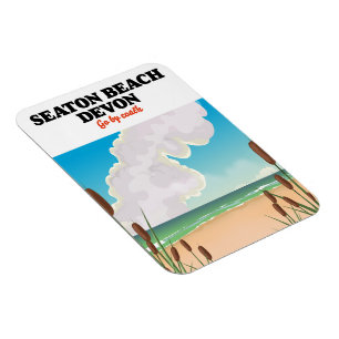 Imán Seaton Beach Dorset travel poster