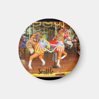 Imán Seattle de caballo con pinturas de carrusel