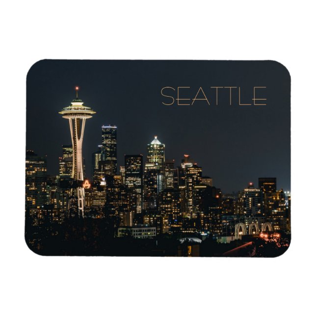 Imán Seattle de la noche (Horizontal)