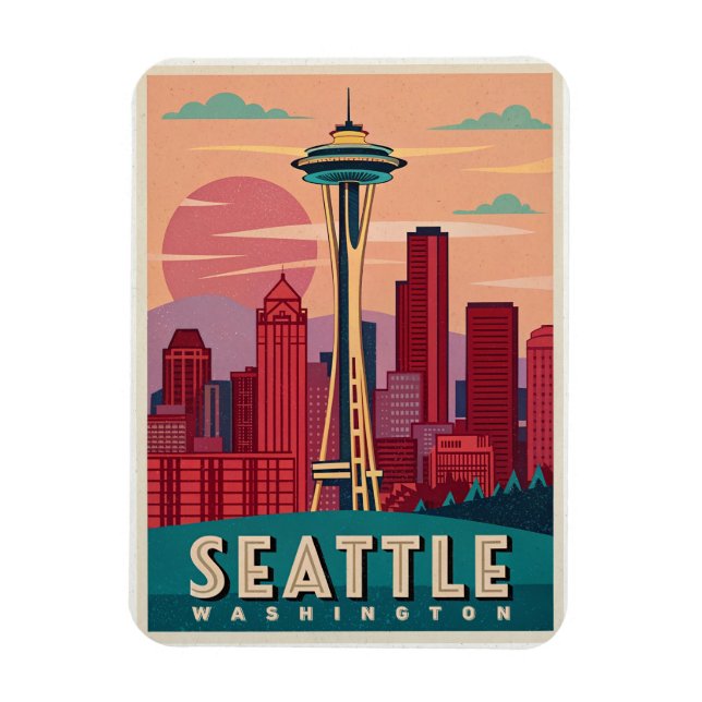 Imán Seattle - Línea aérea de Emerald City (Vertical)
