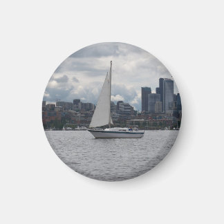 Imán Seattle Sailboat Cityscape Magnet