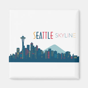 Imán Seattle Skyline Blue