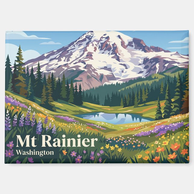 Imán Seattle Washington Mt Rainier EE. UU. (Anverso)