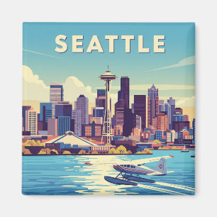 Imán Seattle Washington Retro Seaplane