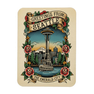 Imán Seattle Washington Retro Vintage