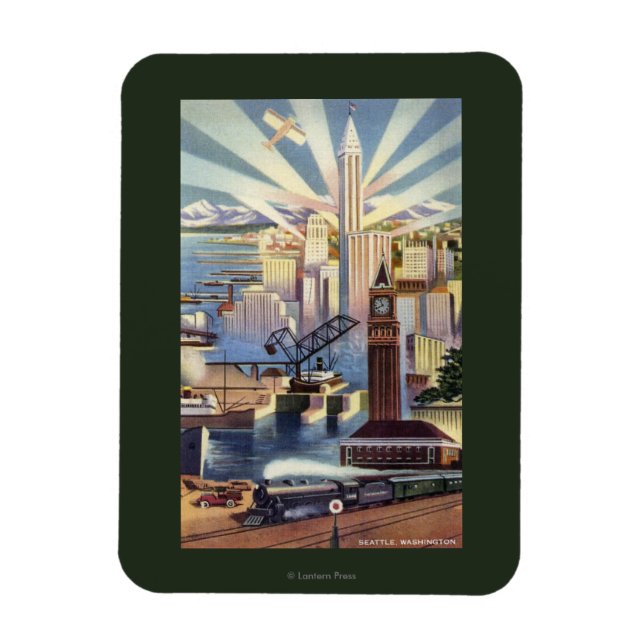Imán Seattle, Washington - Vista del centro de la ciuda (Vertical)