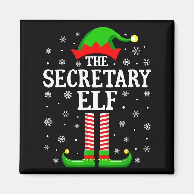 Imán Secretary Elf Funny Christmas Family Matching  (Frente)