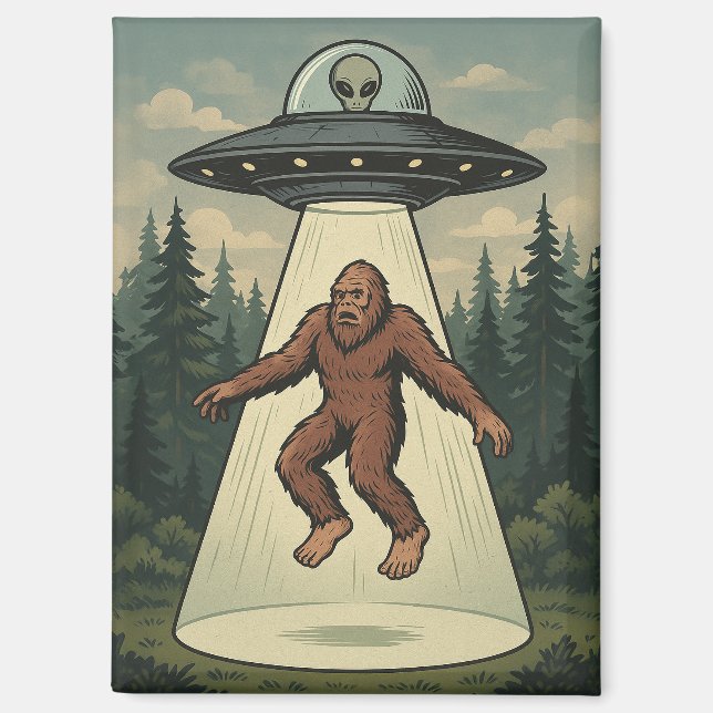 Imán Secuestro alienígena de Bigfoot Magnet (Anverso)