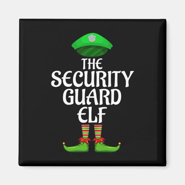Imán Security Guard Elf Matching Family Group Christmas (Frente)