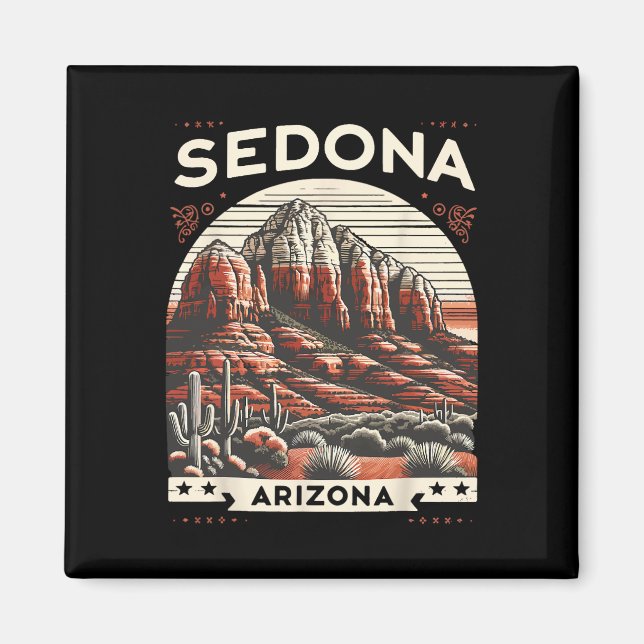 Imán Sedona Az Hiking Outdoors Mountain Sedona Usa Retr (Frente)
