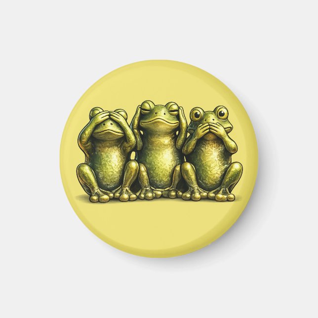 Imán See Hear Speak No Evil Funny Frogs (Frente)