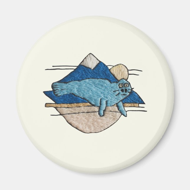 Imán Seehund im Stickdesign (Frente)