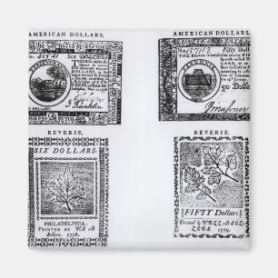 Imán Seis billetes de dólar colonial
