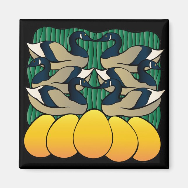 Imán Seis Geese Laying (Frente)