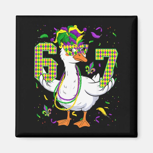 Imán Seis Siete 67 Meme Ganso Con Sombrero de Bufón &am (Frente)
