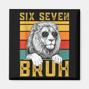 Imán Seis Siete 6 7 67 Meme Divertido León Retro Vintag