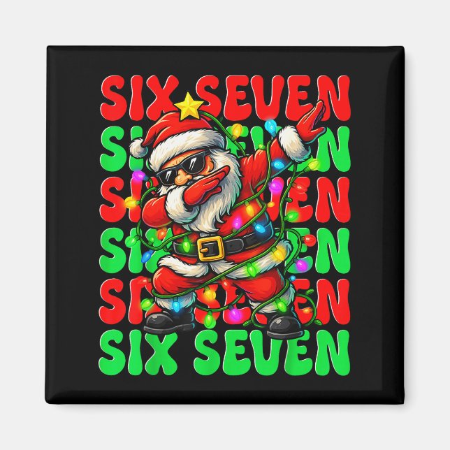 Imán Seis Siete 6 7 Meme Santa haciendo Dabbing Navidad (Frente)