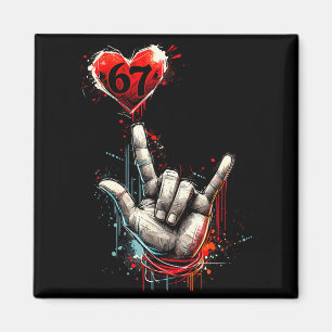 Imán Seis Siete 6 7 Te Amo Señal de Mano Asl Corazón Ni