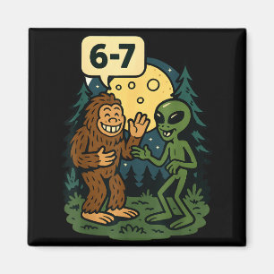 Imán Seis Siete Divertido Bigfoot Y Alien 67 Viral Meme
