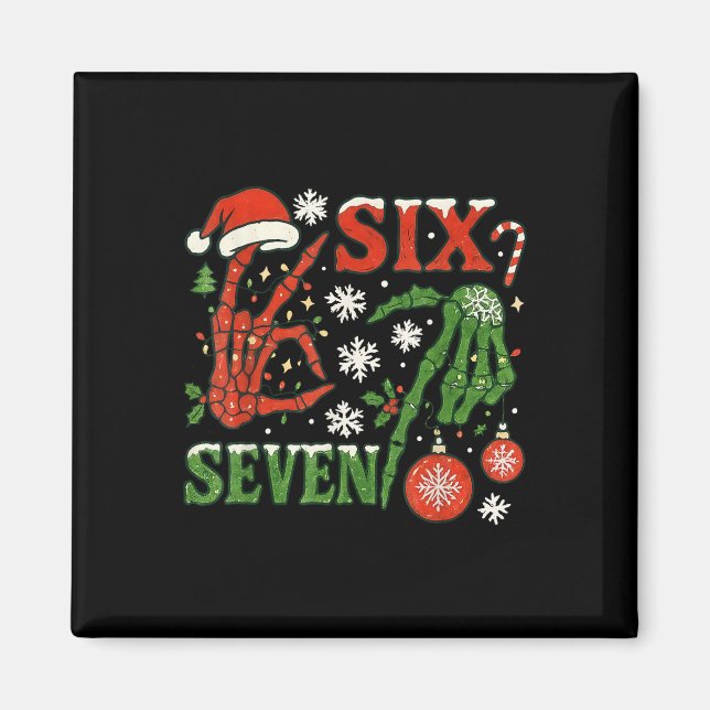 Imán Seis Siete Meme Navidad 6-7 Navidad Esqueleto Ha (Frente)