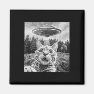 Imán Selfie De Gato Con Alien Ufo Gracioso Gato Para Ho
