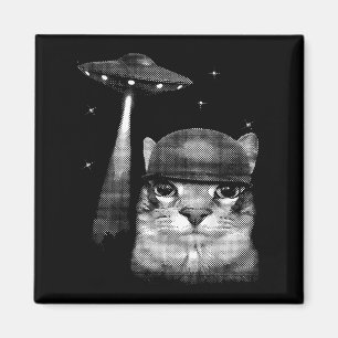 Imán Selfie De Gato Con Alien Ufo Graciosos Regalos De 