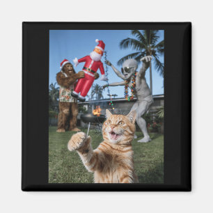 Imán Selfie De Gato Con Navidades Extranjeros Y De Pie