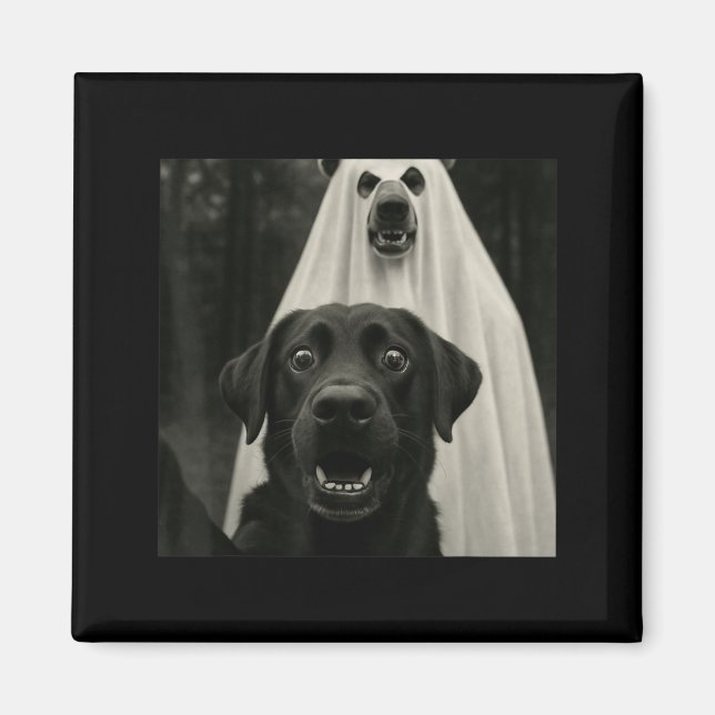 Imán Selfie de Halloween de Labrador negro con disfraz  (Frente)