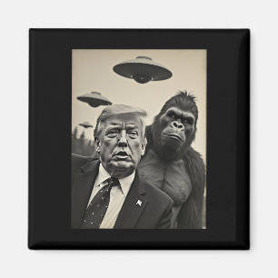 Imán Selfie Divertida de Trump con Bigfoot y OVNIS Alie