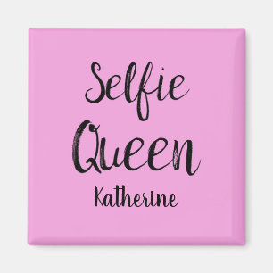 Imán Selfie nombre de reina rosa personalizado