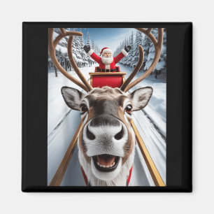 Imán Selfie Reno de Navidad Santa Divertido Partido Fam