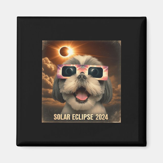 Imán Selfie Shih Tzu Kids Mens Solar Eclipse (Frente)