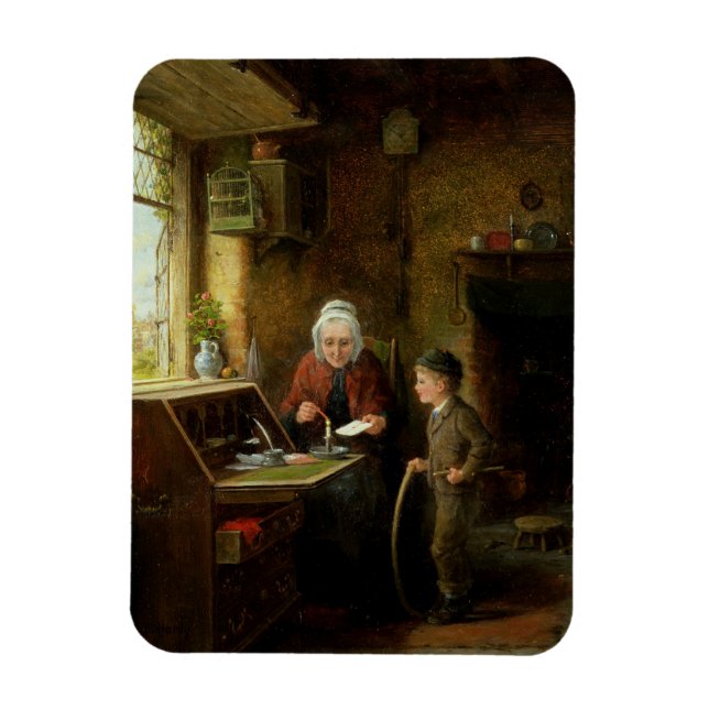Imán Sellado de una carta, 1890 (aceite en el panel) (Vertical)