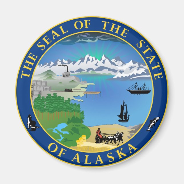 Imán Sello de Alaska State USA Magnet (Frente)