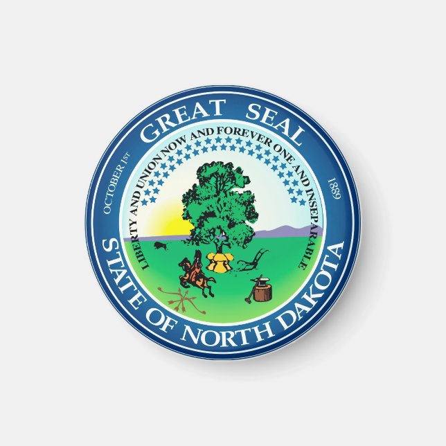 Imán Sello de Dakota del Norte (Frente)