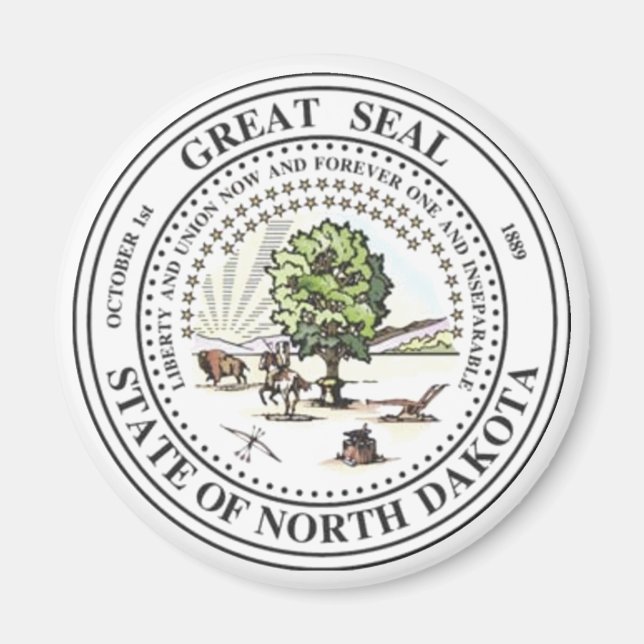 Imán Sello de Estado de Dakota del Norte (Frente)