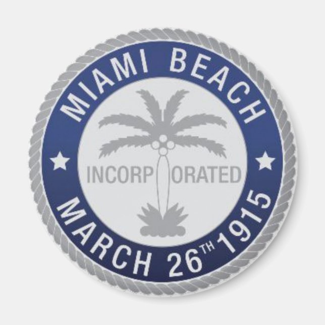 Imán Sello de Miami Beach, Florida Magnet (Frente)