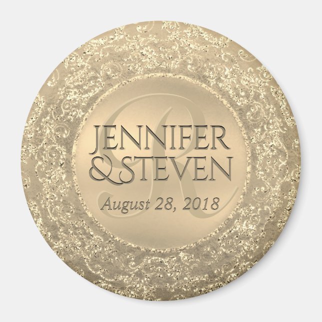 Imán Sello de oro de monograma personalizado (Frente)