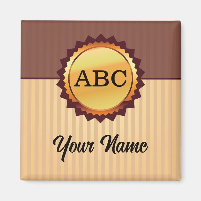 Imán Sello dorado con iniciales y nombre personalizado (Frente)