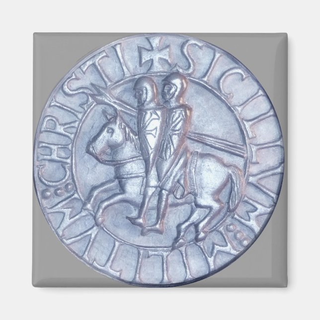 Imán Sello medieval plateado de los Caballeros Templari (Frente)