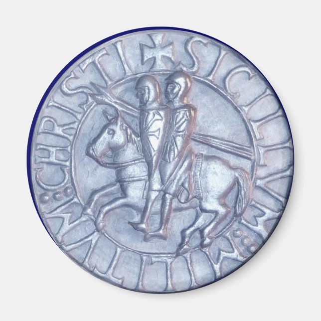 Imán Sello medieval plateado de los Caballeros Templari (Frente)