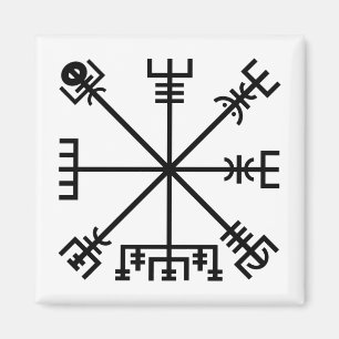 Imán Sello Vegvisir negro sobre blanco