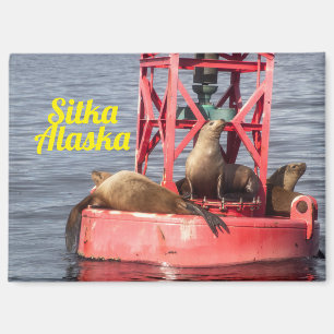 Imán Sellos de puerto - Mimbre rectangular de Sitka Ala