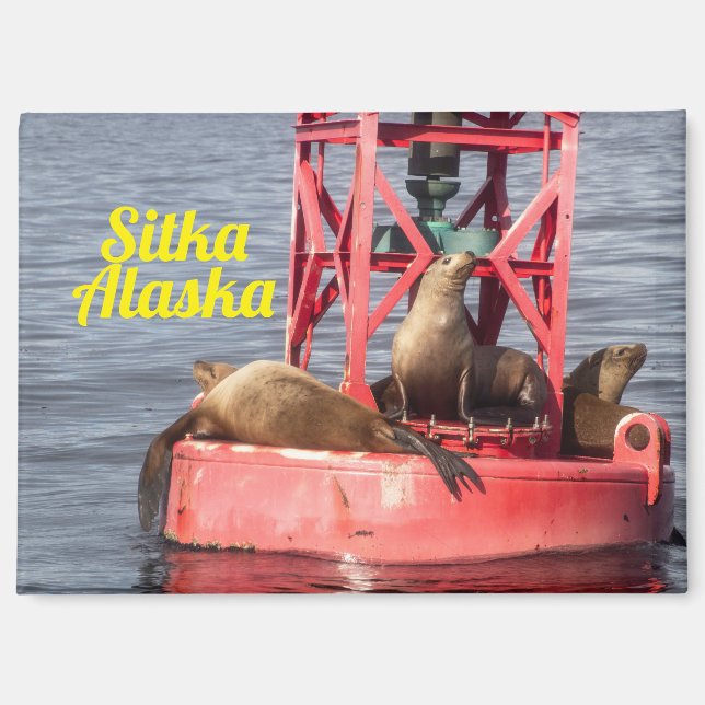 Imán Sellos de puerto - Mimbre rectangular de Sitka Ala (Anverso)